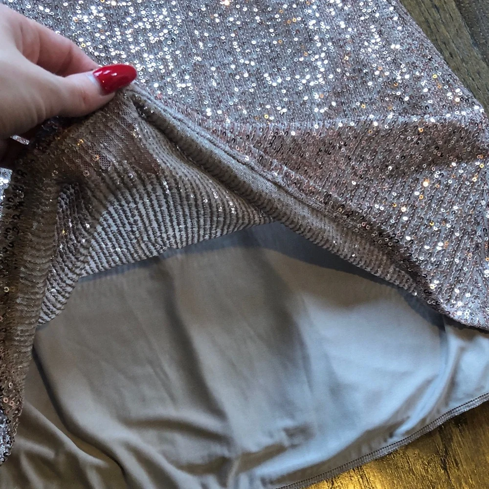 ASOS Design Beige Gold Sequin Stretch Mini Dress